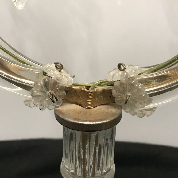 Vintage Electric Table Lamp Clear Glass Two Lite Chandalier Crystals 14 X 5 - Picture 4 of 9